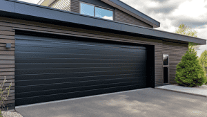 Choosing the right garage door material – Modern home with steel sectional garage door