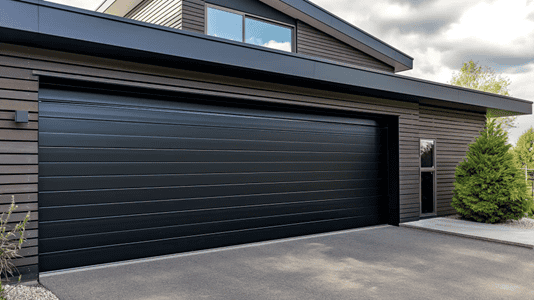 Choosing the right garage door material – Modern home with steel sectional garage door